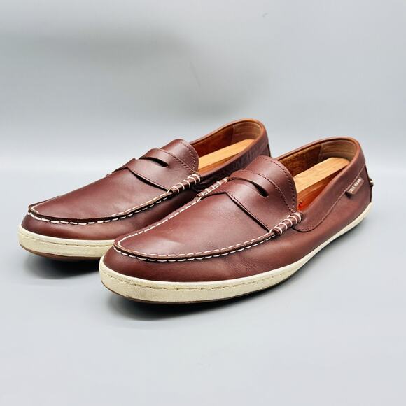 Cole Haan Shoes Mens 13 Brown Leather Driving Penny Loafers Moc Slip On Walking - Picture 2 of 11